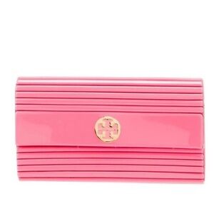 Tory Burch Terry Resin Clutch Purse Pink With Dustbag